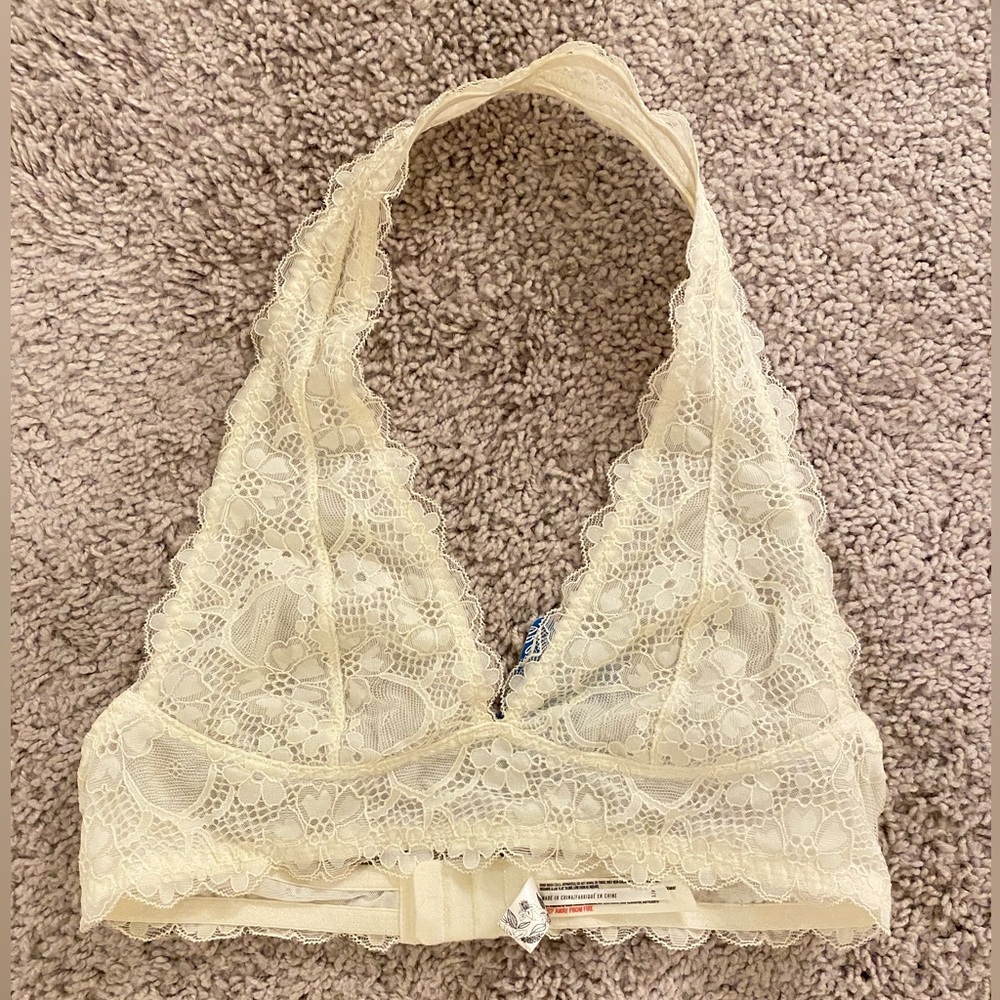 Free People lace halter bralette - ivory